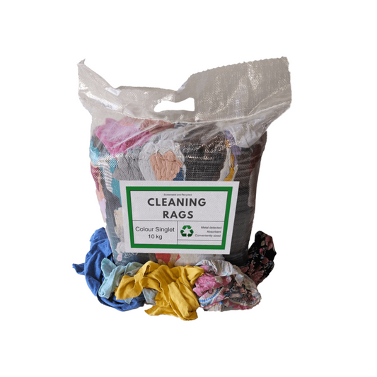 Rags, 100% Cotton Materials, Non-Hemmed, Medium/Light Weight - 10kg Bag