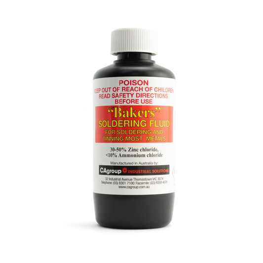 Soldering Fluid, Bakers, For Soldering/Tinning Most Metals, 30-50% Zinc Chloride, 250ml - Each