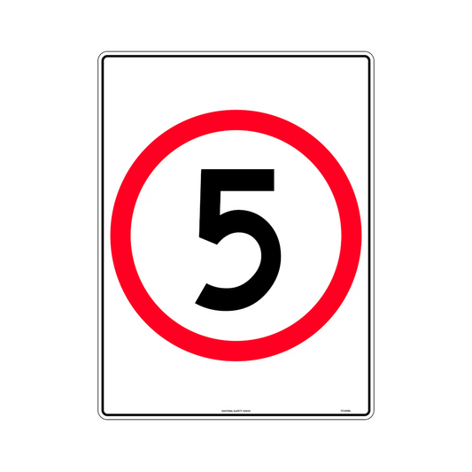 Road Sign, "5KM" Speed in Roundel, Class 2, Reflective, Aluminium, 600x 450mm - Each