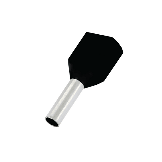 Bootlace Terminal (Ferrule), Insulated, Twin Entry, Black, 1.50mm^2 - 100 Pack