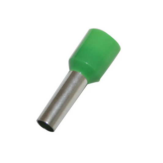 Bootlace Terminal (Ferrule), Insulated, Single Entry, Green, 6.00mm^2 - 100 Pack