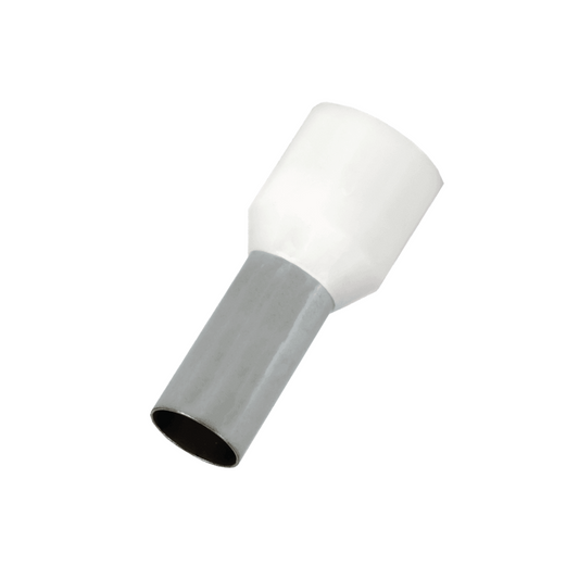 Bootlace Terminal (Ferrule), Insulated, Single Entry, White, 16.00mm^2 - 100 Pack
