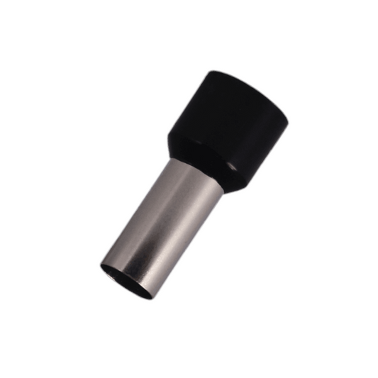 Bootlace Terminal (Ferrule), Insulated, Single Entry, Short, Black, 25.00mm^2 - 50 Pack