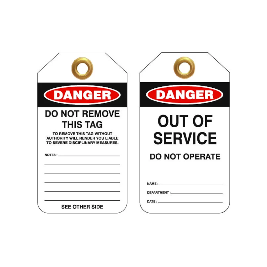 Lockout Tag, Heavy Duty "Danger Out of Service - Do Not Operate", 80 x 140mm, PVC - 25 Pack