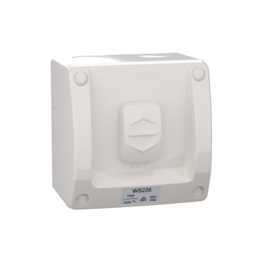 Switch, Clipsal, Weatherproof Outdoor Switch, 1 Way, IP66 - Each