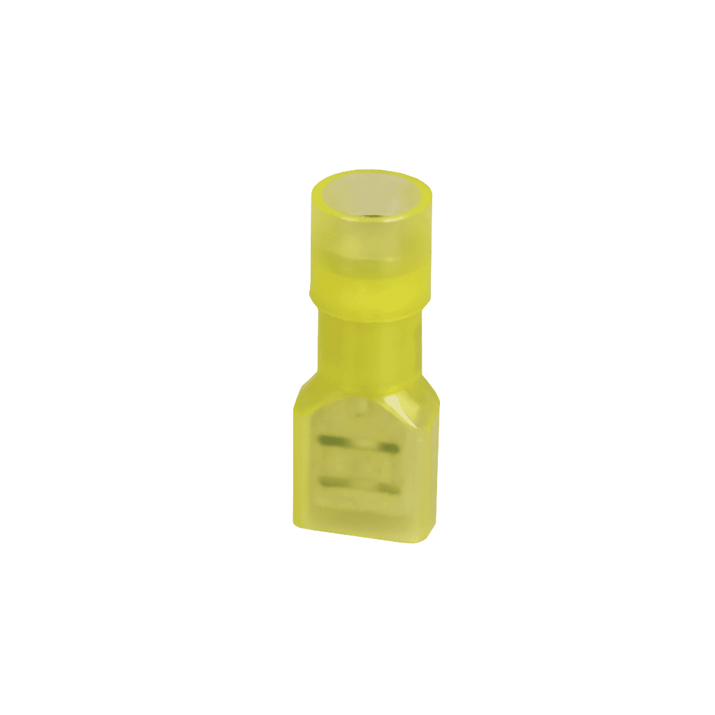 Crimp Terminal, Blade, Female, Fully Insulated, Transparent, Yellow, 6.3mm - 50 Pack (YQCF-1-T)