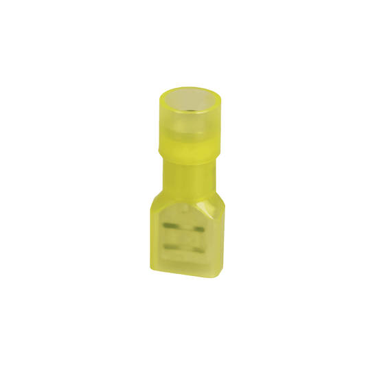 Crimp Terminal, Blade, Female, Fully Insulated, Transparent, Yellow, 6.3mm - 50 Pack (YQCF-1-T)